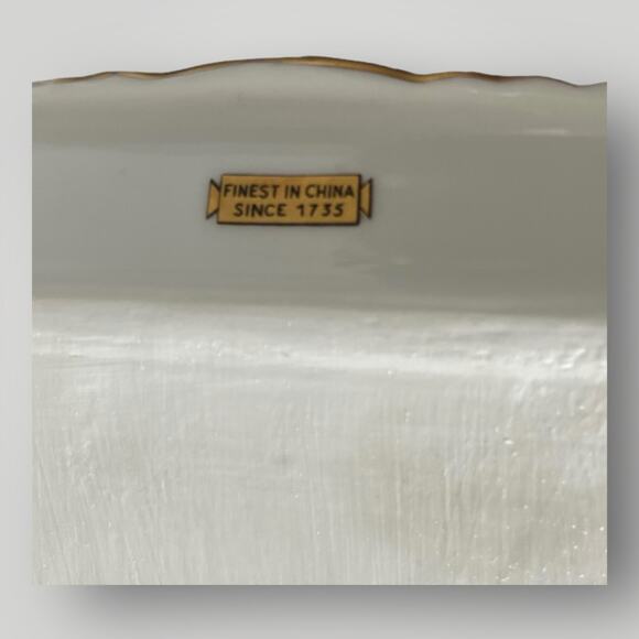 RICHARD GINORI BLUE LUMEGGIATO ORO Rectangular Porcelain Tray Handles Italy EUC - Picture 7 of 13